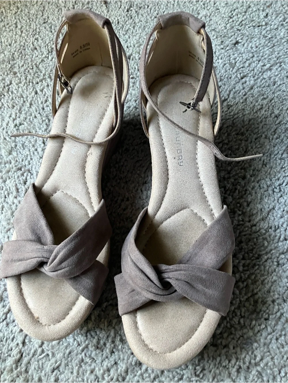 Chinese Laundry Taupe Knot-Front Ankle-Tie Wedges